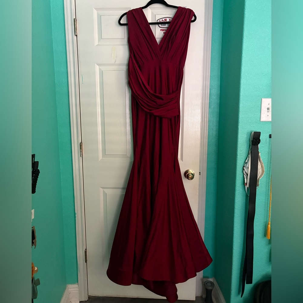 Elegant Burgundy Evening Gown